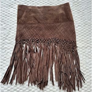 Suede Fringe Skirt